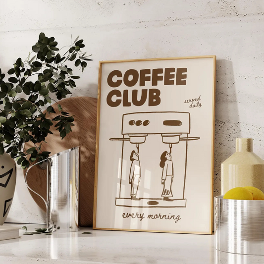 Cuadro Decorativo Club Coffee, Arte para amantes del café