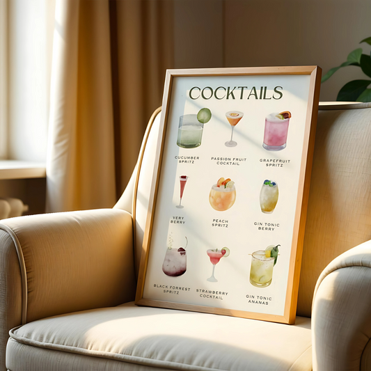 Cuadro Decorativo Ilustraciones de bebidas con estilo