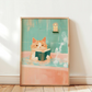 Cuadro Decorativo Gato Leyendo Libro Tomando Un Baño
