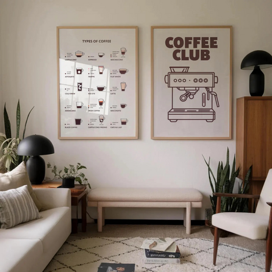Set x2 Cuadros Decorativos Cafeteros Maquina