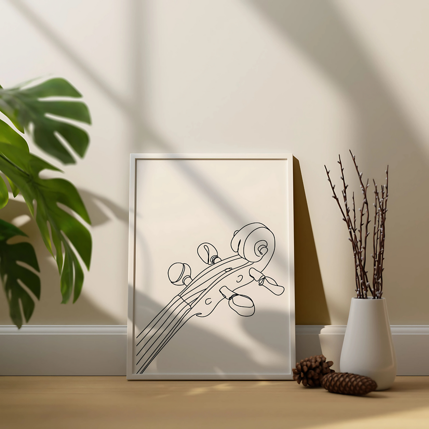 Cuadro Decorativo Musical Arte Lineal Minimalista Violin