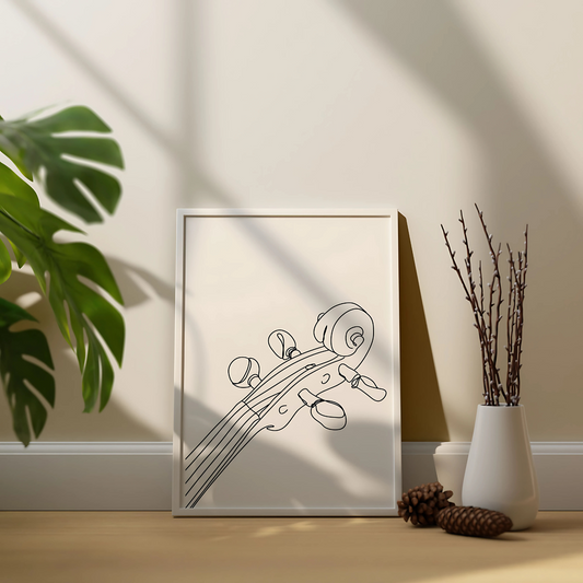 Cuadro Decorativo Musical Arte Lineal Minimalista Violin