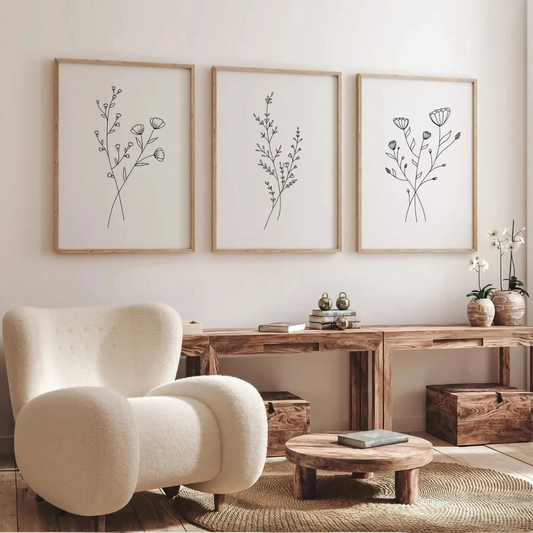 Set x3 Cuadros Decorativos, arte de pared de flores
