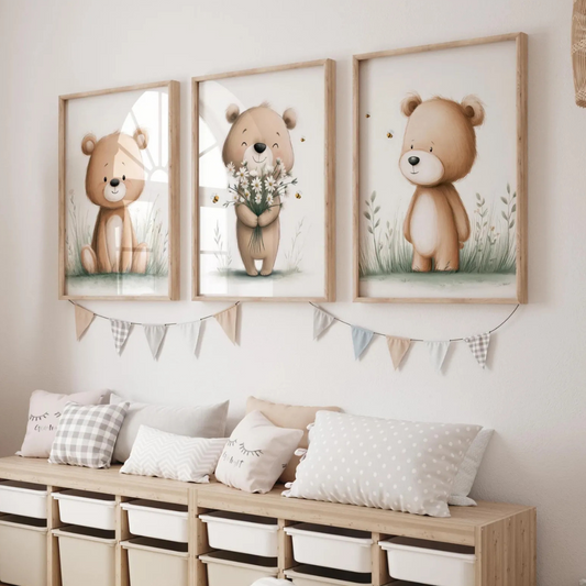 Set x3 Cuadros Ositos, oso de peluche I