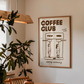 Cuadro Decorativo Club Coffee, Arte para amantes del café
