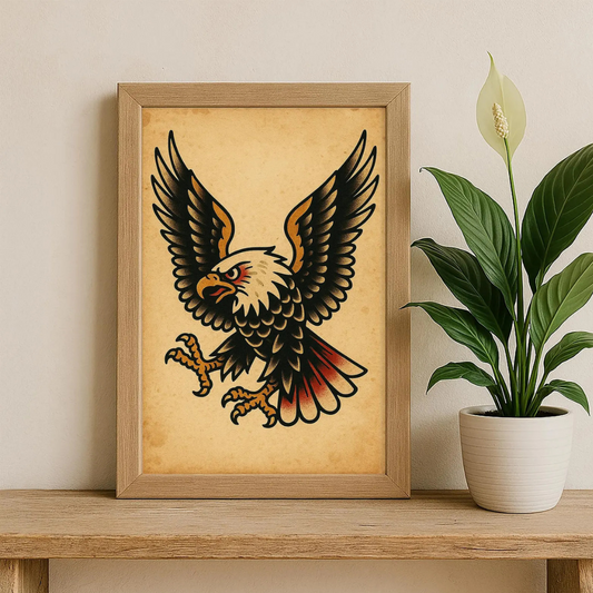 Cuadro Decorativo Tatuaje de águila tradicional americana vintage