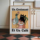 Cuadro Decorativo Gato Negro Un Croissant Et Un Café