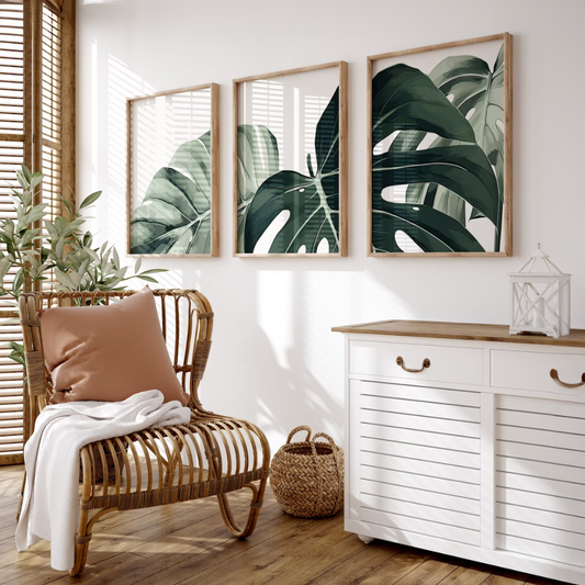 Set x3 Cuadros Decorativos Arte mural de Monstera