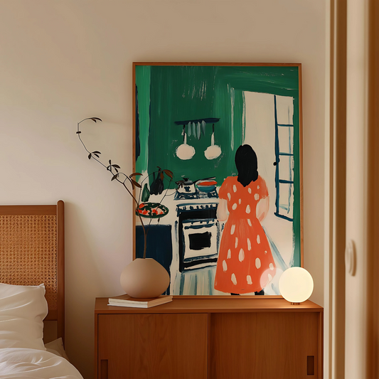 Cuadro Decorativo Ilustración Mujer Cocina