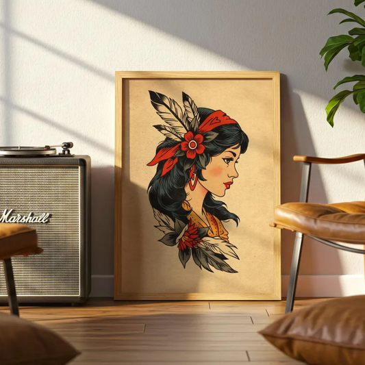Cuadro Decorativo Tatuaje gitana vintage