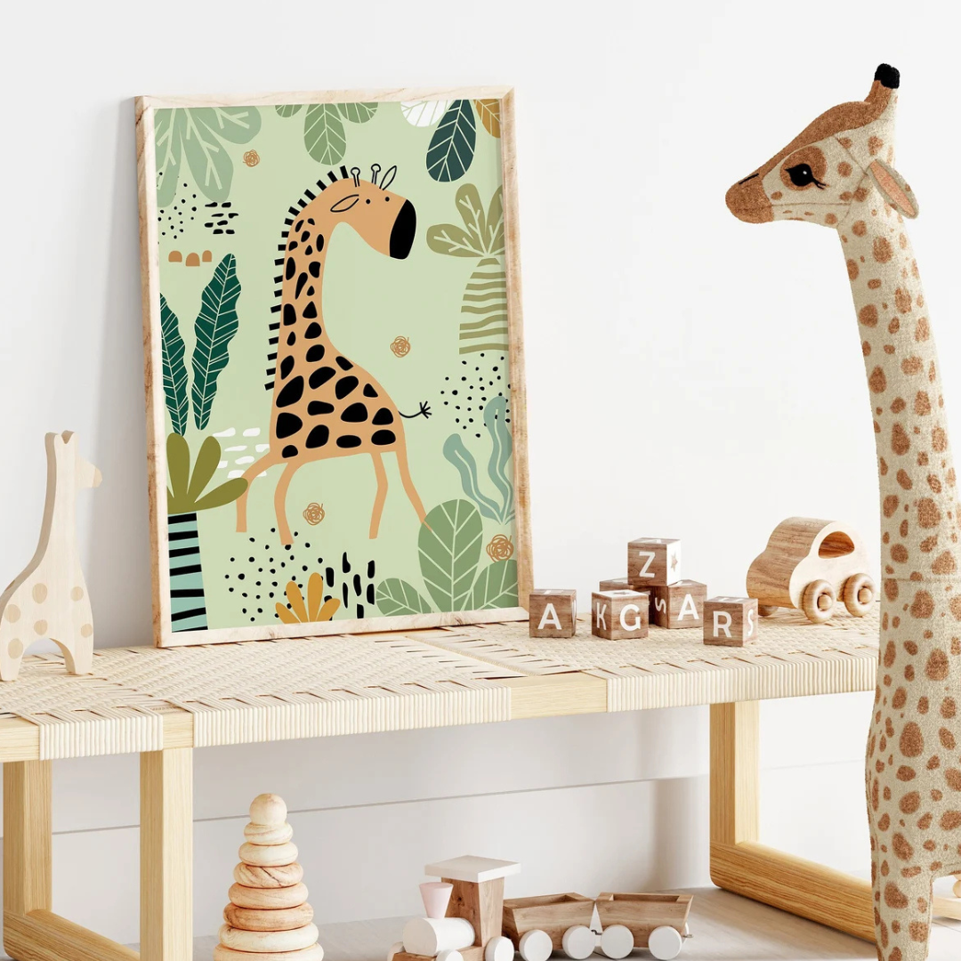 Cuadros Decorativo Jirafa Safari Infantil