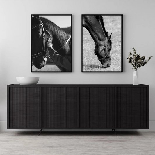 Set x2 Cuadros arte de pared en blanco y negro, póster de animales de granja