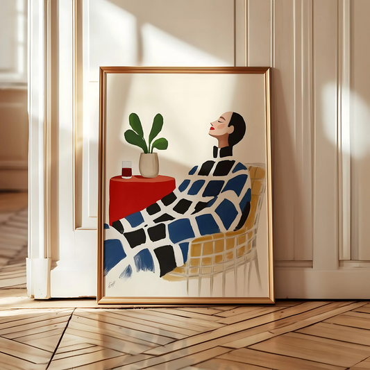 Cuadro Decorativo Ilustración Mujer Sentada