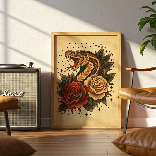 Cuadro Decorativo Tatuaje cobra tradicional