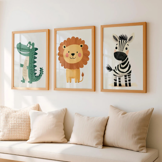 Set x3 Cuadros animales bebé infantiles