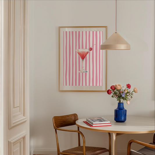 Cuadro Decorativo Cóctel Rayas Rosa