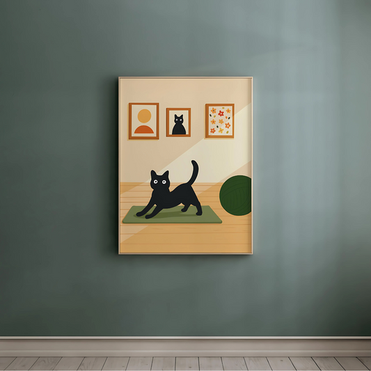 Cuadro Decorativo Gato Haciendo Pilates