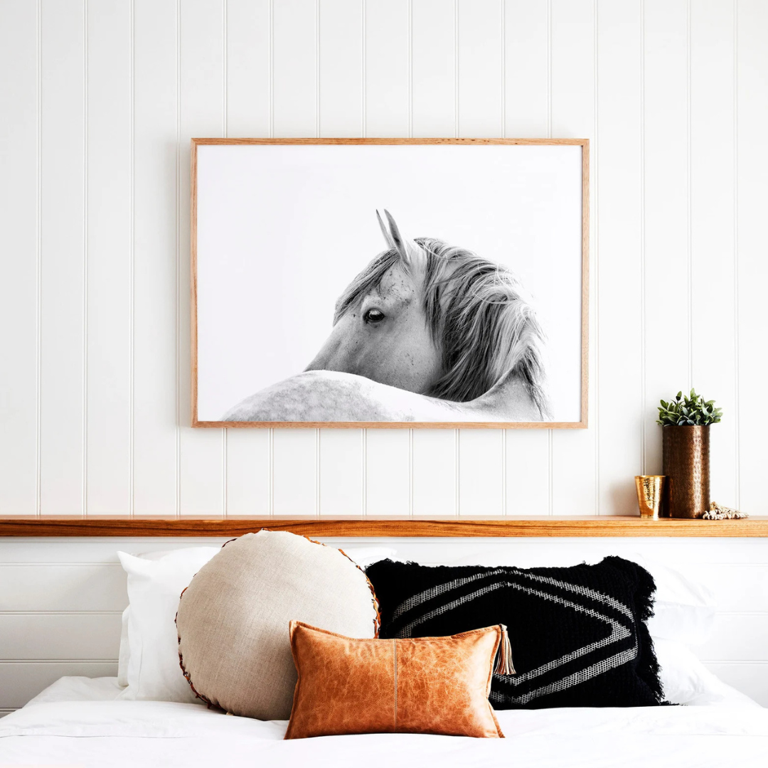 Cuadro Decorativo  caballos en blanco y negro