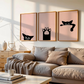 Set x3 Cuadros Decorativos  gato negro asomado