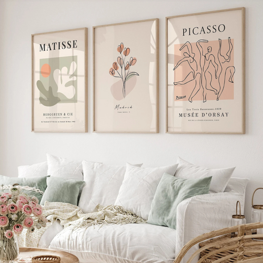Set x3 Cuadros Decorativos  Picasso, póster de Matisse