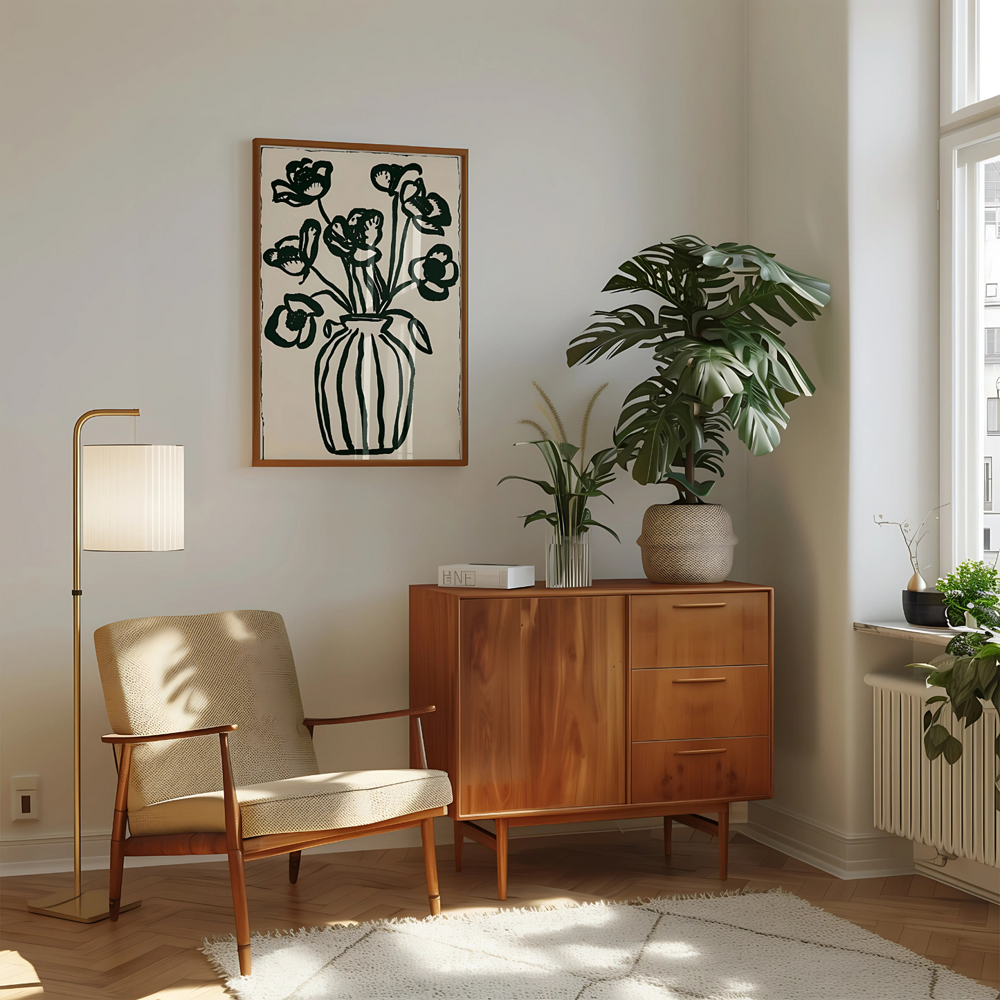 Cuadro Decorativo Ilustración Flores