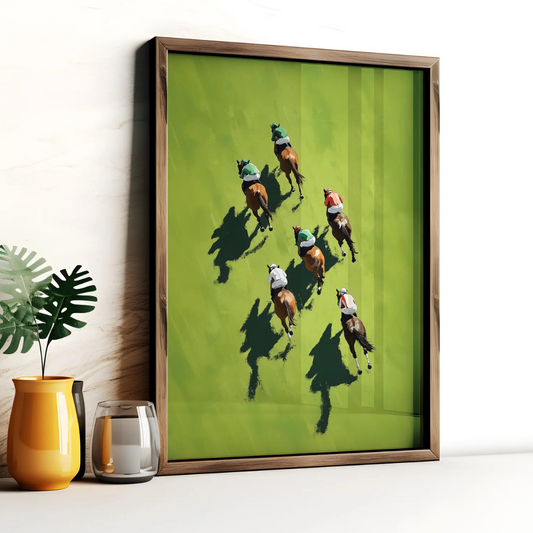 Cuadro Decorativo artística de carreras de caballos aéreas