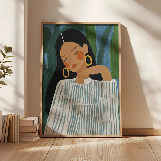 Cuadro Decorativo Ilustración Mujer Aros