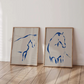 Set x2 Cuadros minimalista de parejas de caballos VIII