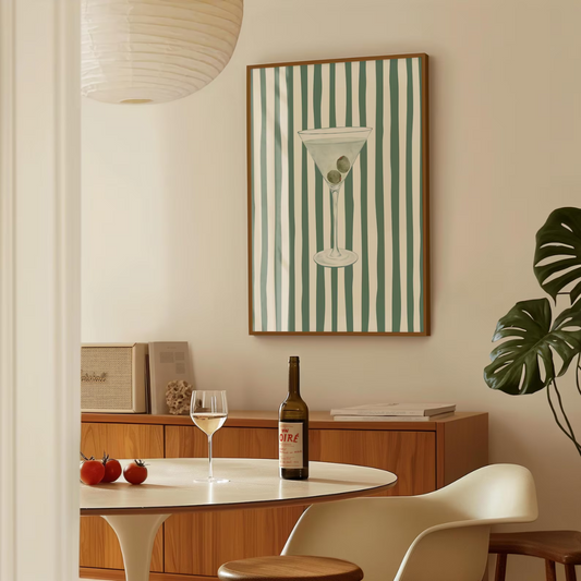 Cuadro Decorativo Cóctel Rayas Verde Oliva