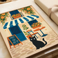 Cuadro gato, póster de gato negro en la calle