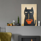 Cuadro Decorativo Gato Negro Enojado Comiendo Fideos