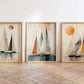 Set x3 Cuadros Scandi, arte de mediados de siglo, arte de pared de vela