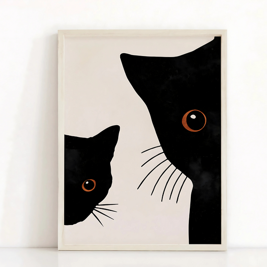 Cuadro Decorativo Gatos Negros De Ojos Naranjas