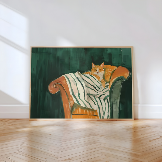 Cuadro Decorativo Ilustración Gato Sentado