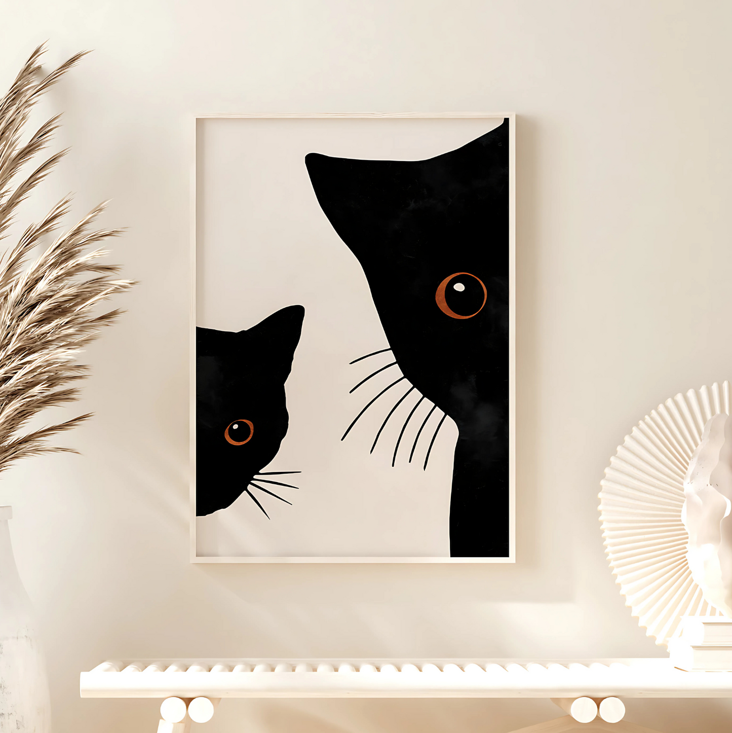 Cuadro Decorativo Gatos Negros De Ojos Naranjas