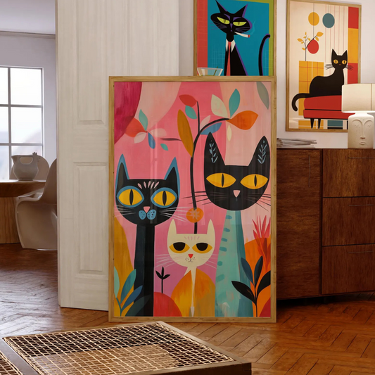 Cuadro de gatos de mediados de siglo