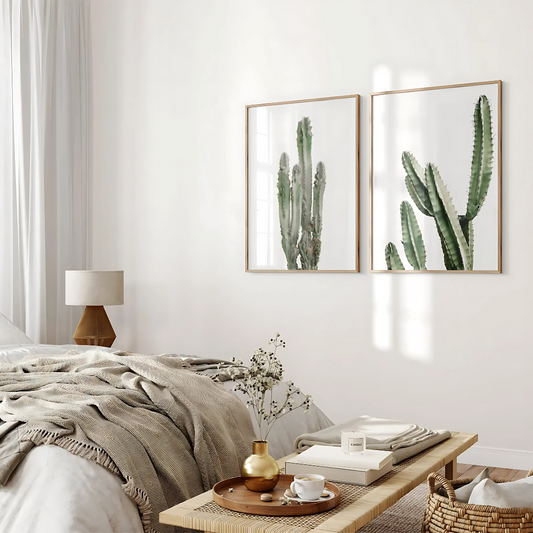 Set x2 Cuadros Decorativos Botánico Cactus Realista