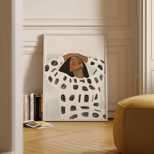 Cuadro Decorativo Ilustración Mujer Manos En La Cabeza