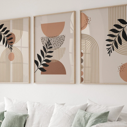 Set x3 Cuadros Decorativos , Abstractos colores tierra Boho