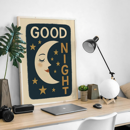 Cuadro Decorativo Ilustración Luna Good Night