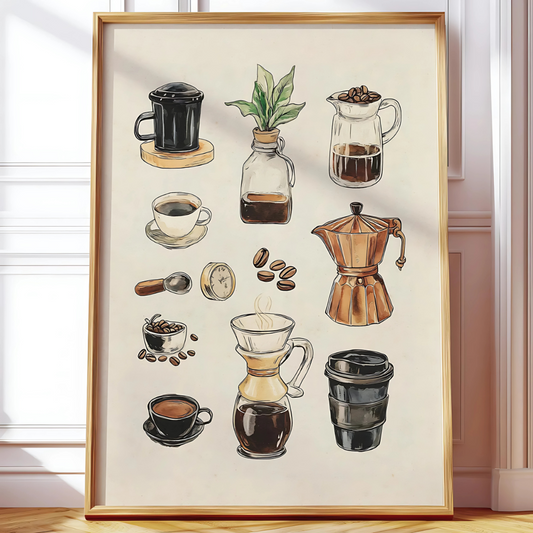 Cuadro Decorativo Gráfico de café retro vintage