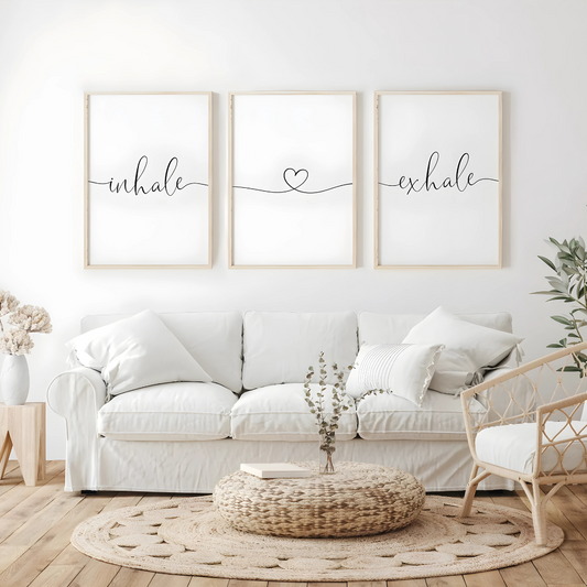 Set x3 Cuadros Decorativos "Inhale,♥ Y Exhale"
