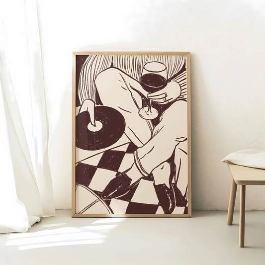 Cuadro Decorativo musical Disco y Vino