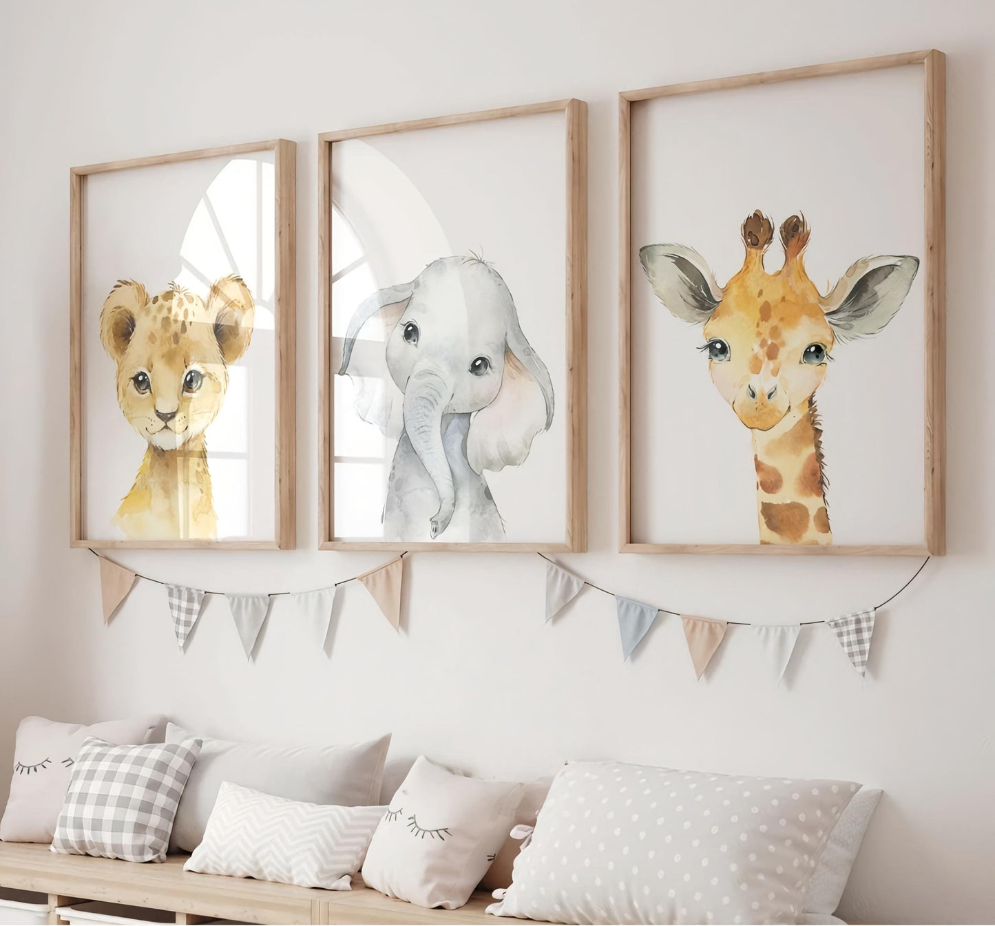 Set x3 Cuadros animales bebé infantiles