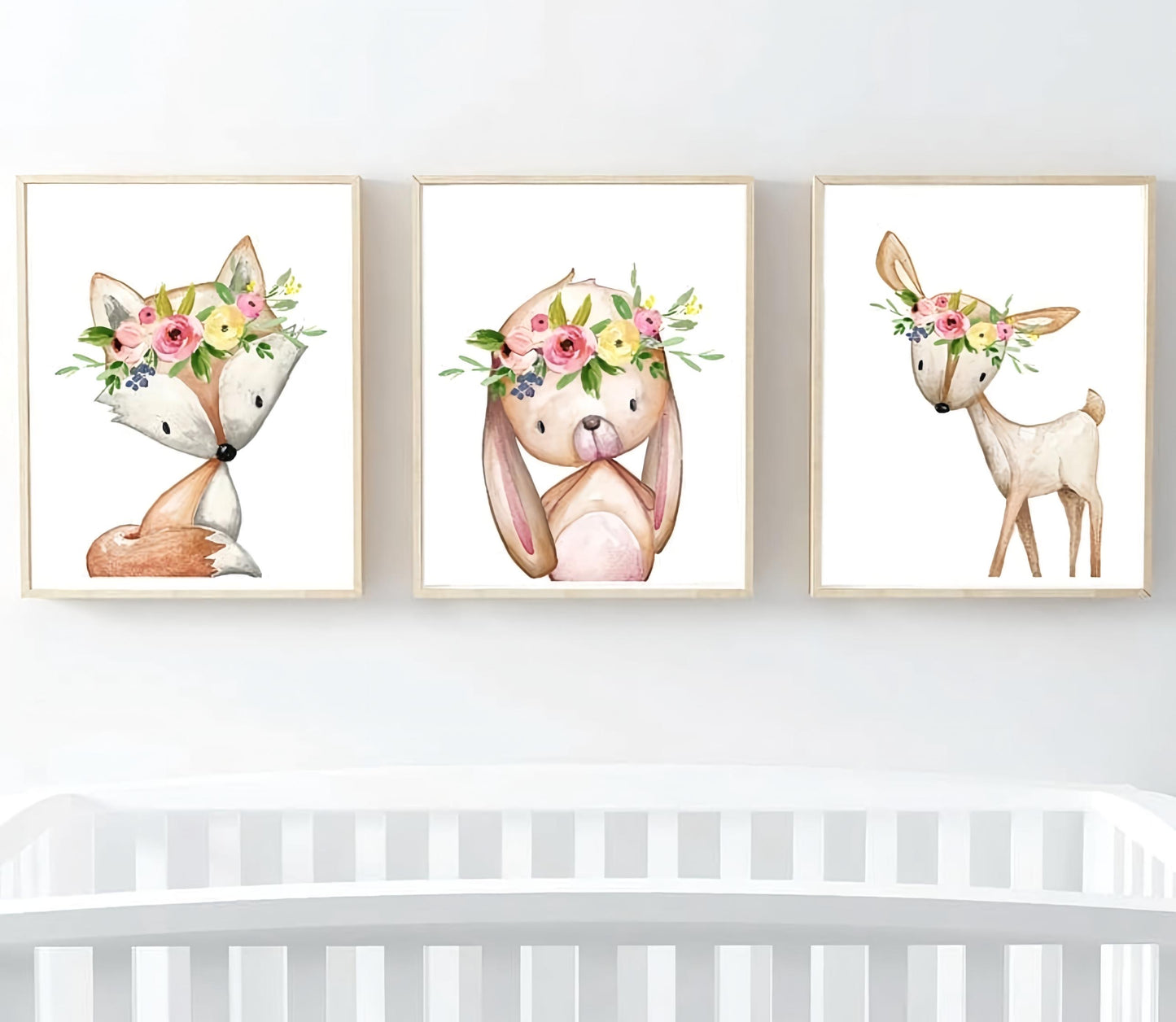 Set x3 Cuadros animales flores bebé infantiles
