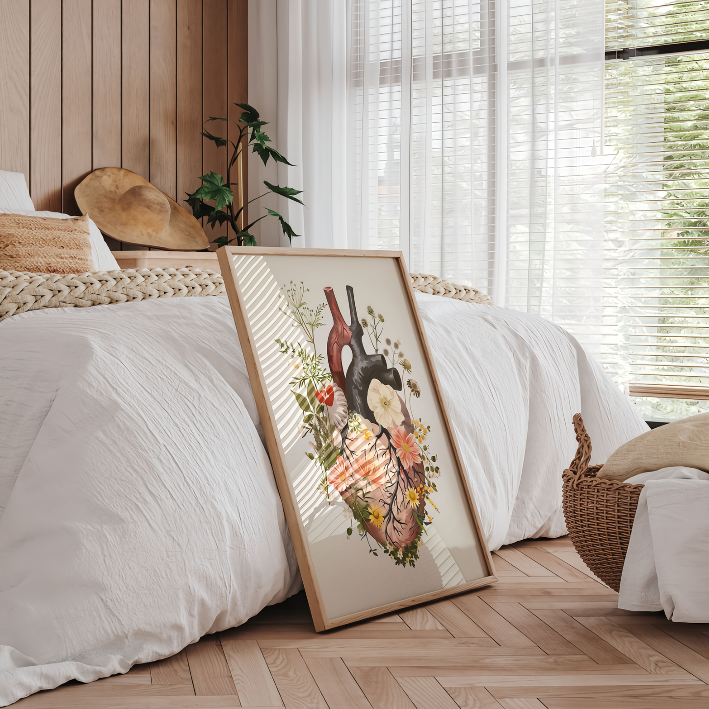 Cuadro Diseño Botánico Corazón Floral