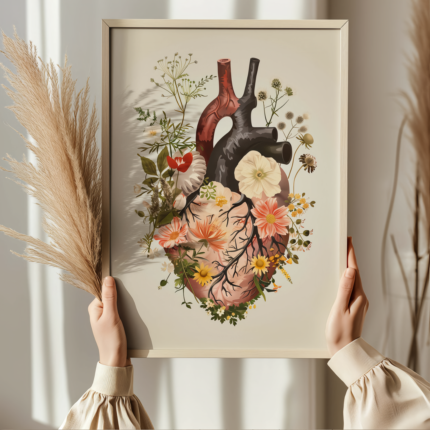 Cuadro Diseño Botánico Corazón Floral