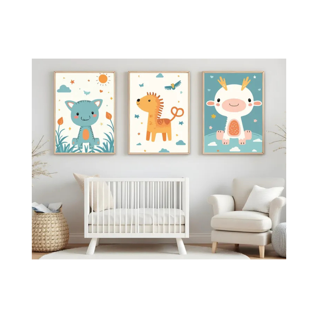 Set x3 Cuadros Infantiles Elefante Bebe