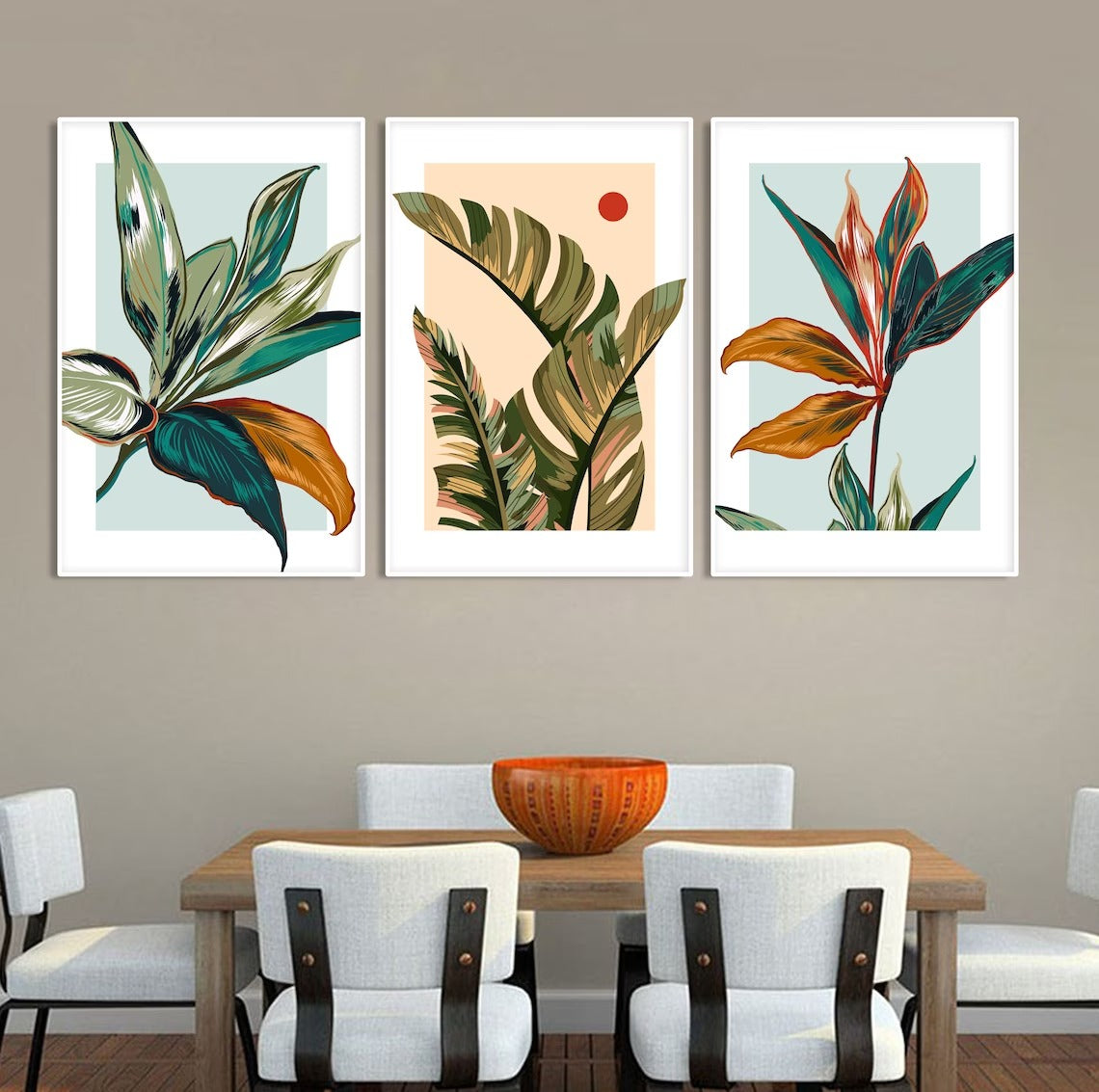 Set x3 Cuadros Abstractos, Flores, Colores - Tree House Deco