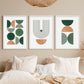 Set x3 Cuadros Abstractos, pintura, verde, boho II - Tree House Deco